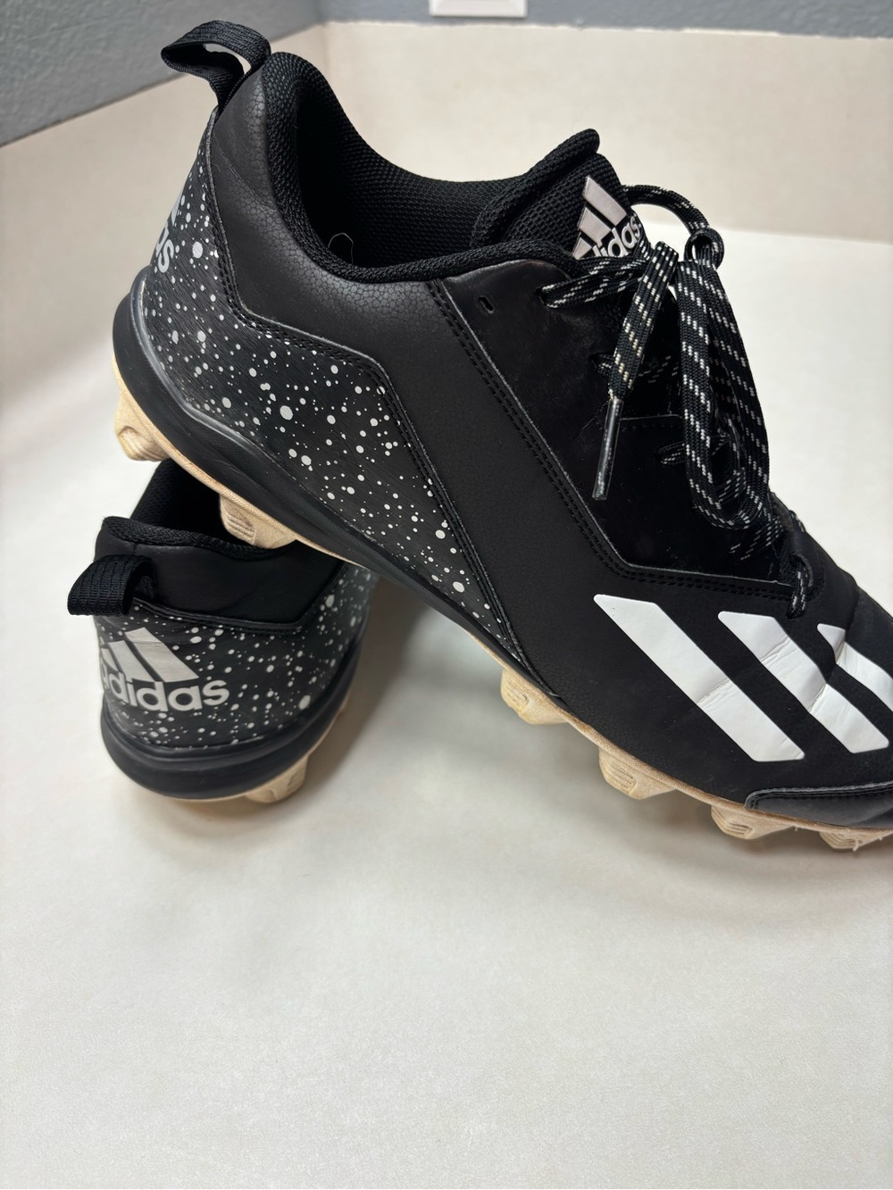 adidas Black & White Speckled Mens  Athletic Cleats
